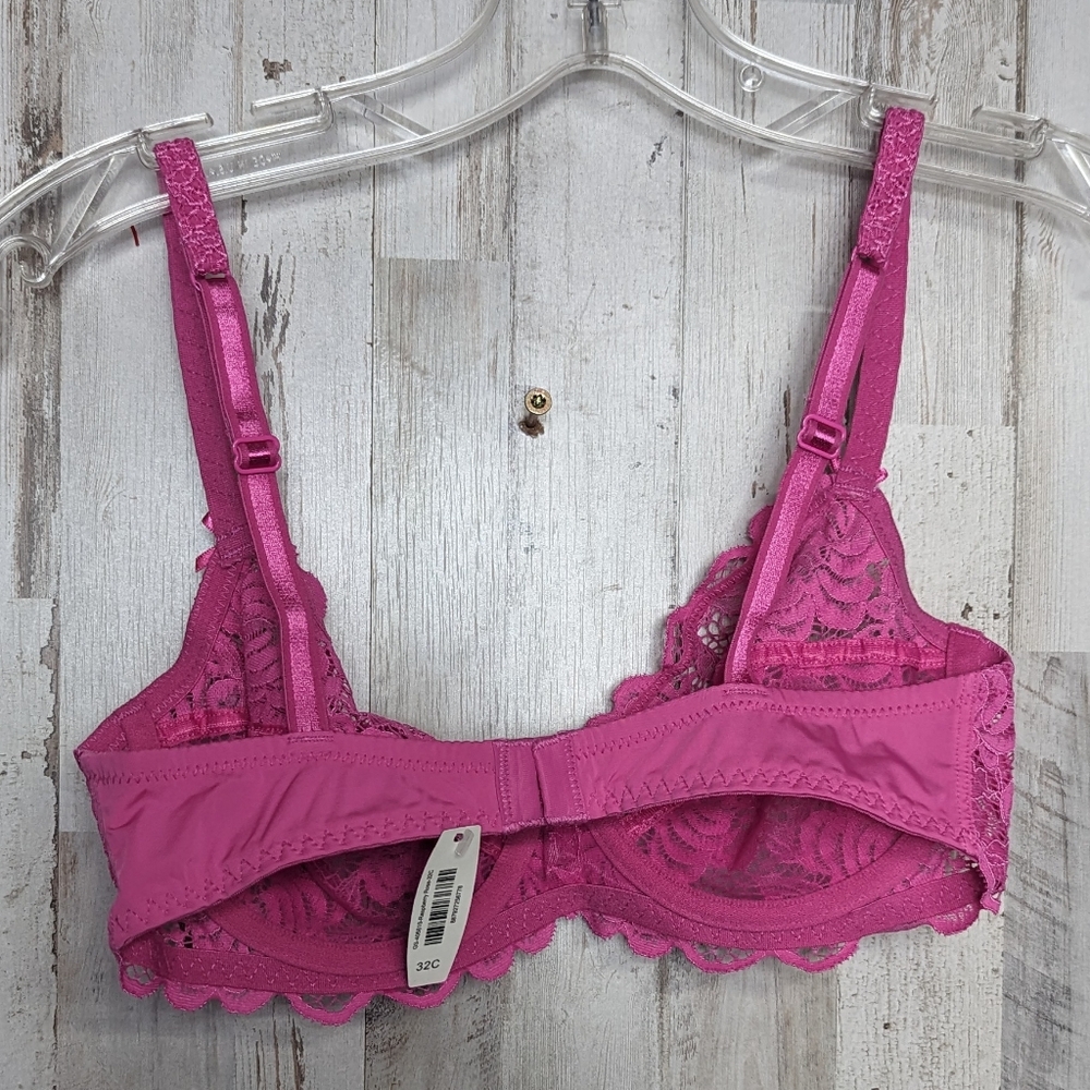 NEW Adore Me Lace Underwire 32C Bra Raspberry Pink Coquette Sexy Romantic - Picture 11 of 12